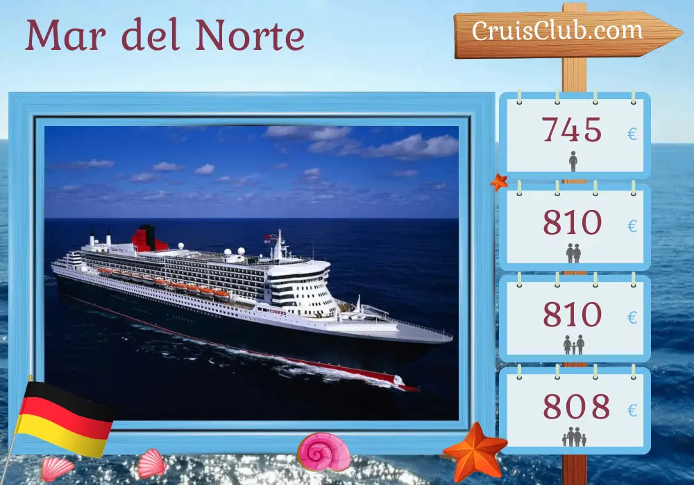 Crucero en el Mar del Norte desde Southampton a Hamburgo a bordo del barco Queen Mary 2 con visitas a Alemania durante 3 días